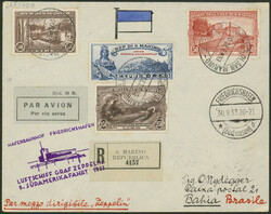 8. Südamerikafahrt 1933, R-Brief nach Bahia mit bras. ...