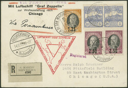 Chicagofahrt 1933, Friedrichshafen - Chicago, R-Karte ab San Marino 7 ...
