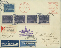 Argentinienfahrt 1934, Etappe bis Buenos Aires, R-Brief ab Stockholm ...