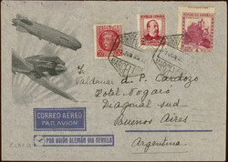 5. Südamerikafahrt 1935, Lufthansa Flugpostumschlag spanische ...