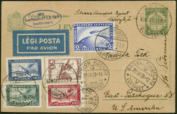 Amerikafahrt 1928, ungarische GA-Karte mit beidseitiger MiF ...