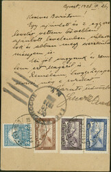 Amerikafahrt 1928, ungarische GA-Karte mit beidseitiger MiF ...