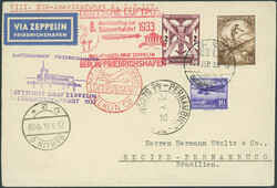 8. Südamerikafahrt 1933, Karte ab Budapest 28.9. nach Recife, via ...