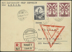 Chicagofahrt 1933, Friedrichshafen - Akron, R-Karte ab Budapest 13.10 ...