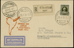 4. Südamerikafahrt 1932, R-Karte mit 10 L. Papst Pius in EF als ...