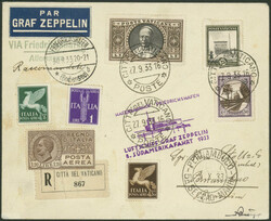 8. Südamerikafahrt 1933, R-Brief mit Mischfrankatur Vatikan / ...