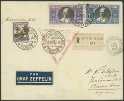 Chicagofahrt 1933, Friedrichshafen - Recife, R-Brief ab Vatikan mit ...