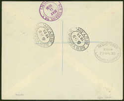 1. Nordamerikafahrt 1936, R-Brief mit Zweiländer-MiF Zypern / ...