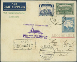 8. Südamerikafahrt 1933, R-Brief ab Kabul 30.8. mit 4,50 Afgh. in ...