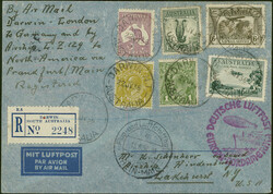 7. Nordamerikafahrt 1936, R-Brief ab Darwin 22.7.36 via London und ...