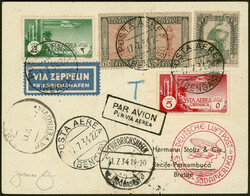 4. Südamerikafahrt 1934, Karte ab Bengasi 17.7. via Rom 19.7. und ...