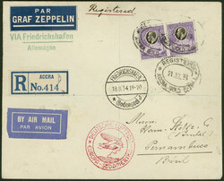 6. Südamerikafahrt 1934, R-Brief ab Accra 21.7.34 via Stuttgart 11,8 ...