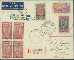 6. Südamerikafahrt 1933, R- Brief ab Yaounde 3.8. mit bunter MiF ...