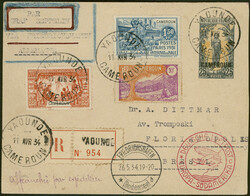 1. Südamaerikafahrt 1934, R-Brief ab Yaounde 11.4.34 via Stuttgart ...