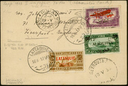 Italienfahrt 1933, beidseitig frankierte R-Karte ab Lattaquie 17.5. ...