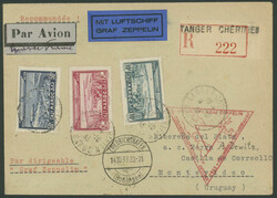 Chicagofahrt 1933, Friedrichshafen - Recife, R-Brief ab Tanger 8.10. ...