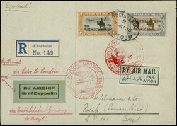 6. Südamerikafahrt 1935, R-Brief ab Khartoum 7.6. mit 2 und 10 Pia. ...