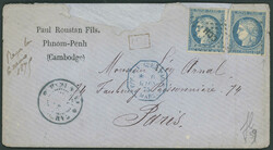 1875, France 20 C blue Type III Ceres, so-called Bordeaux issue, two ...