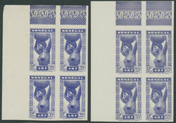1938, local girl, denominations of 35 C, 55 C, 1 F, and 2.50 F in ...