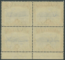 10 Sh, perfectly centered block of four with bottom margin, mint ...