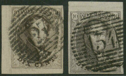 10 Centimes, König Leopold, zwei wunderschöne Exemplare, linke ...