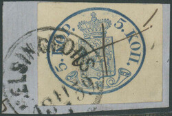 5 Kopeken auf Briefstück, gestempelt HELSINGFORS 1.11.59 und ...