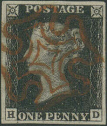 1 Penny, schwarz, SGNr. 2 bb "black, Re-Entry", Platte 1 b, ...
