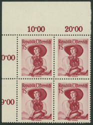 1 S Trachten karminrot, postfrisch mit waagerechter Gummiriffelung, ...