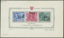 Roosevelt-Block mit schwarzem "Groszy"-Aufdruck, die rechte Marke mit ...