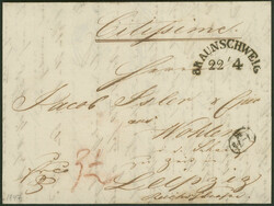 1844, kleines Lot mit drei Vorphila-Briefen ab Braunschweig nach ...