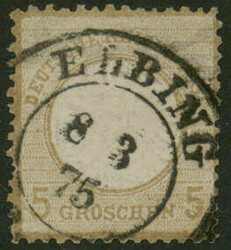 1872, Elbinger Postfälschung 5 Gr ockerbraun großer Brustschild, ...