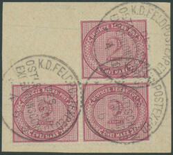 2 Mark rötlichkarmin, drei Werte als Einheit auf ...