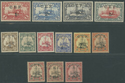 1/2 Pence bis 5 Shilling, 1915, mit schwarzem Buchdruckaufdruck "C.E ...