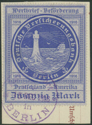 20 Mk 1. Ausgabe, sauber gestempelt auf Couponabschnitt, neuestes ...