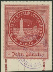 10 Mk 2. Ausgabe, steigendes Wasserzeichen, sauber gestempelt auf ...