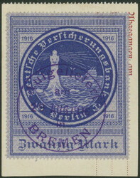 20 Mk 2. Ausgabe, steigendes Wasserzeichen, sauber gestempelt auf ...