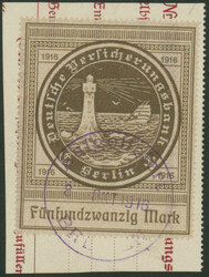 25 Mk 2. Ausgabe, steigendes Wasserzeichen, sauber gestempelt auf ...