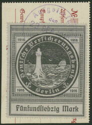 75 Mk 2. Ausgabe, steigendes Wasserzeichen, sauber gestempelt auf ...