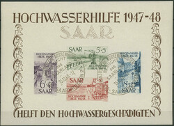 Hochwasserhilfe-Blockpaar 1948, Block 1 in Type VI, Block 2 in Type V ...