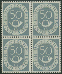 50 Pfg Posthorn im tadellos postfrischen Viererblock, keinerlei ...