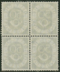 50 Pfg Posthorn im Viererblock, tadellos zentrisch und klar ...