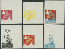 Sechs Farbabzüge der MiNr. 162 Verkehrunfall-Verhütung im ...