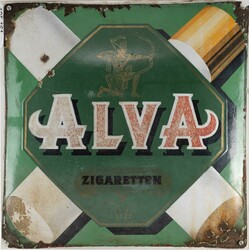WERBESCHILDER aus Metall, antik und neu, dabei ALVA Zigaretten, der ...