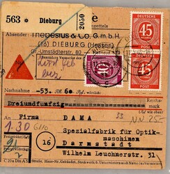 1946-1848, kleine Auswahl an Paketkarten aus der frühen ...