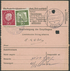 1950-1959, über 20 Inlands-Postanweisungen mit diversen Sondermarken ...