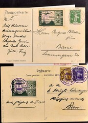 1913, Partie mit geflogenen Karten der verschiedenen Flugmarken der ...