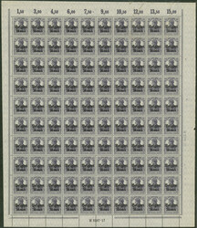 15 Cent auf 15 Pfg schwarzviolett vier komplette Schalterbögen ...