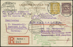 2. Südamerikafahrt 1933, R-Karte ab Herford 31.5. nach Rio mit 100 ...