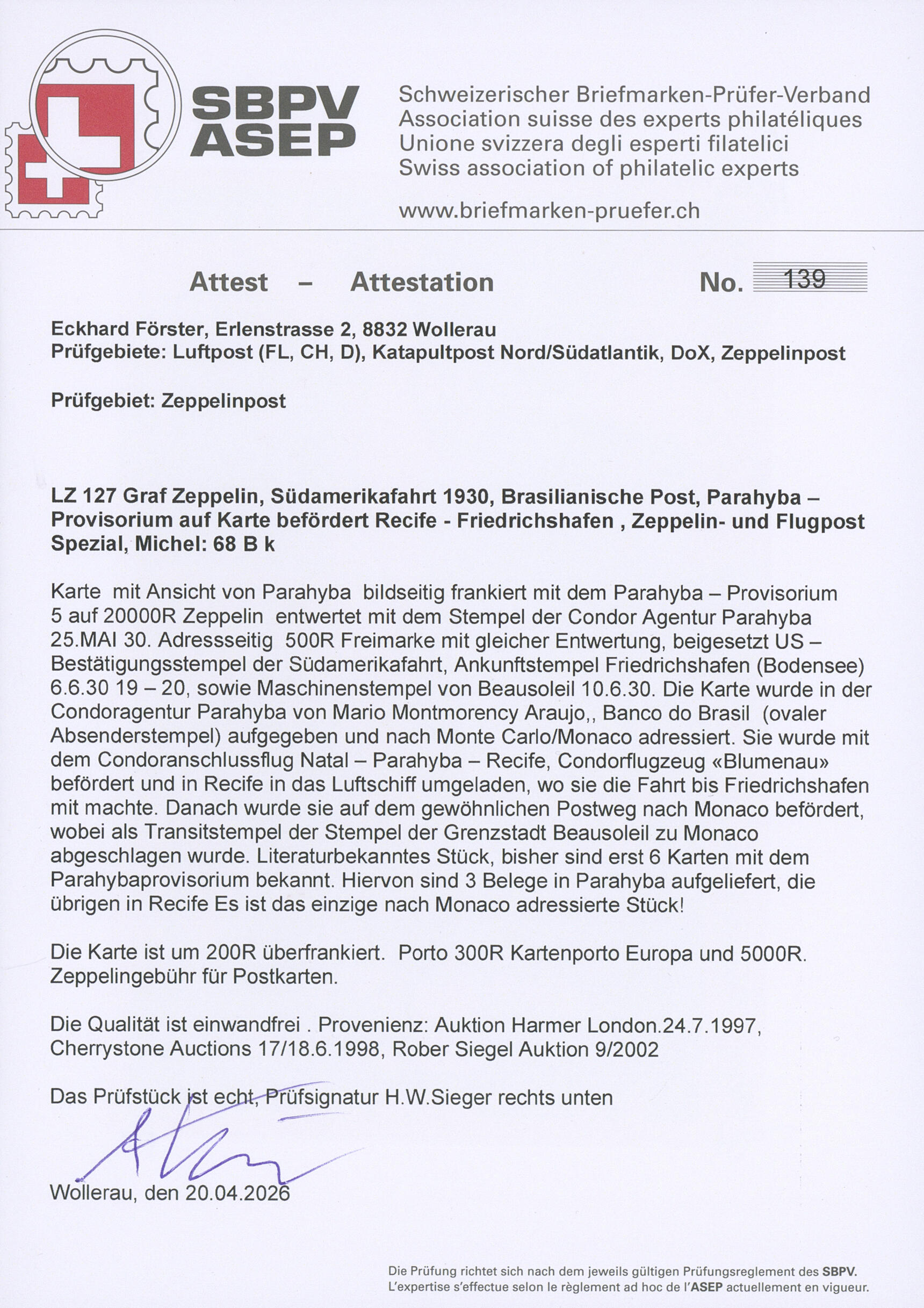 Image 2 for lot number 4675 for Ulrich Felzmann 187th Auction