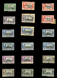 (84-96) 1938-50 George VI, 1/2p-Â£1 used, selection on cards, with ...